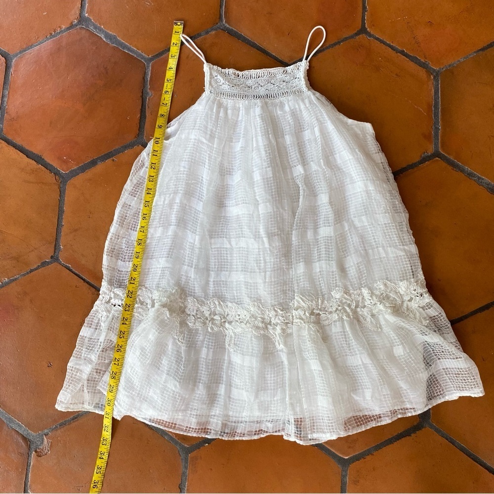 Zara Embroidered Eyelet Dress White Cottagecore Mini Ruffle Prairie Cotton Sz M - Picture 8 of 9